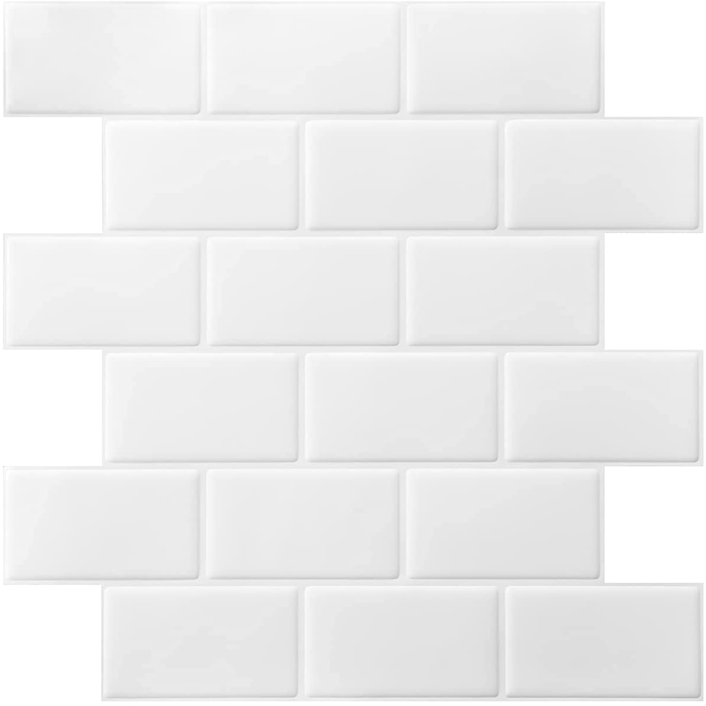 Subway Tile Peel and Stick Backsplash (White): image 1